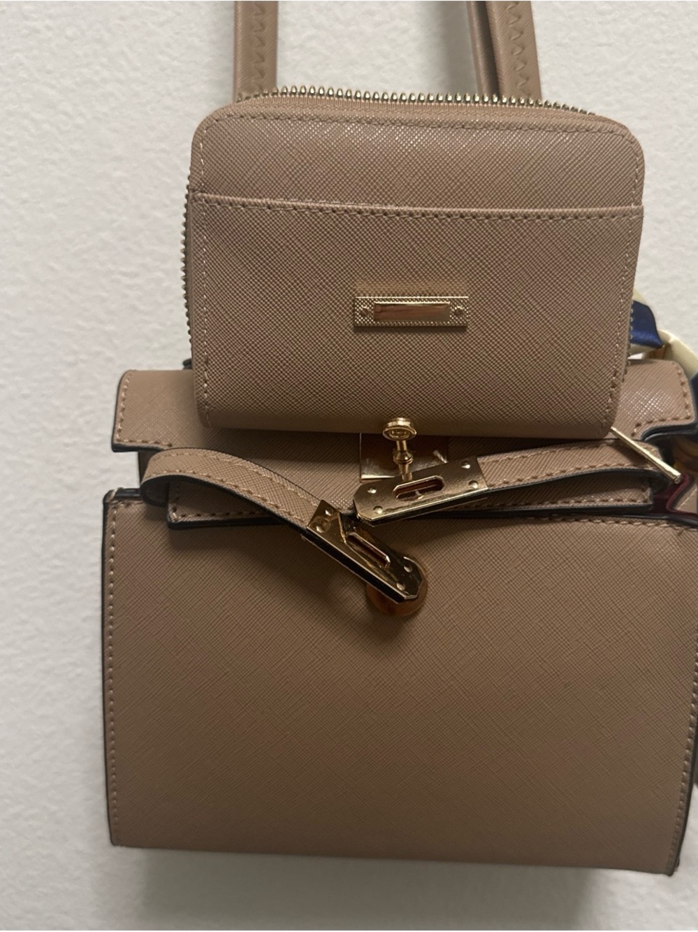 Taupe Top-Handle Satchel - Gold Hardware - Picture 3 of 3